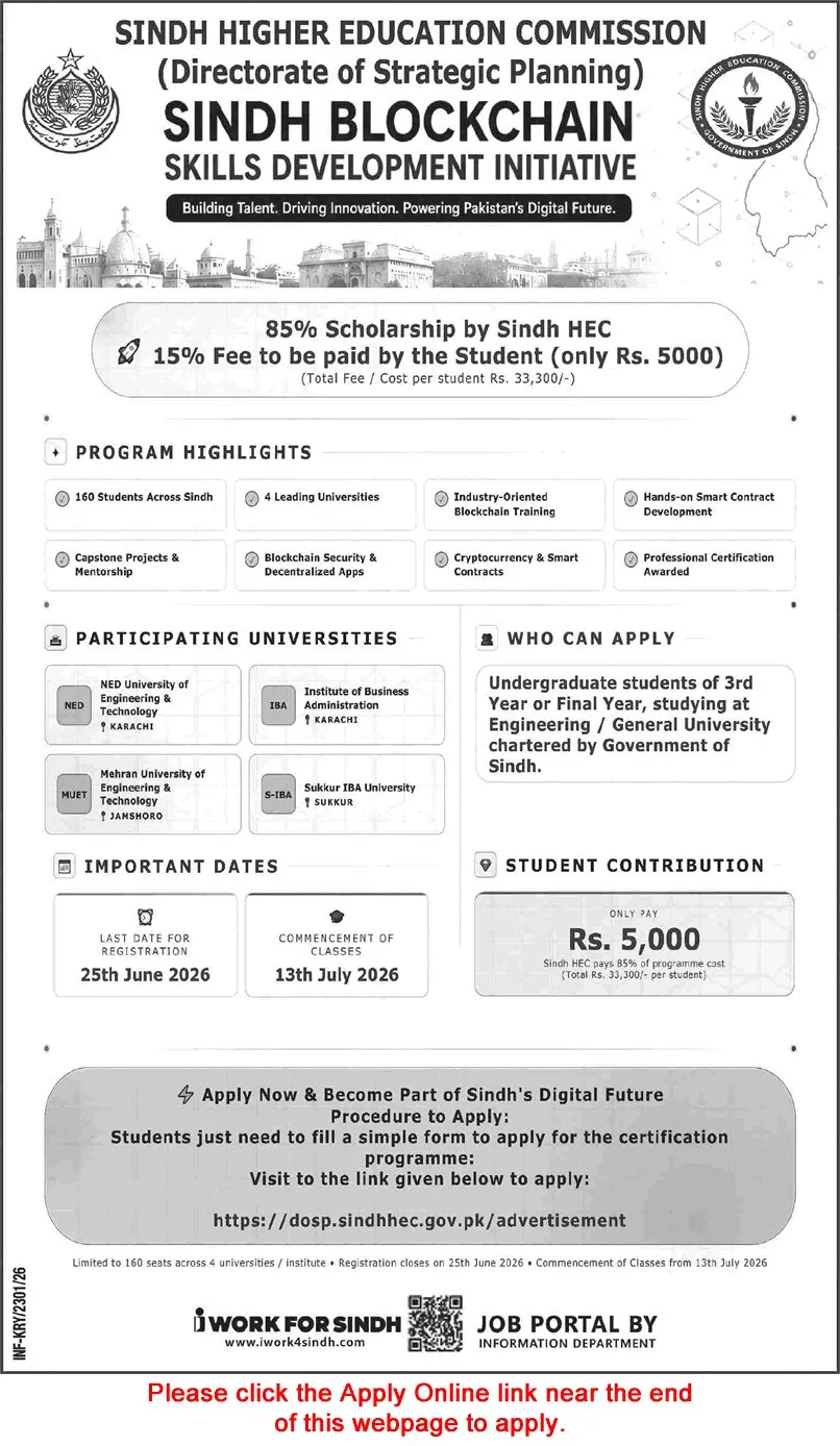 Job Advertisement - Sindh HEC Undergraduate Scholarships 2026
