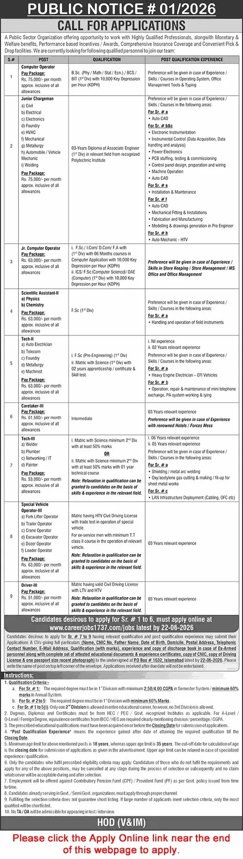 Job Advertisement - Public Sector Organization Jobs June 2026 careerjobs1737 com Apply Online NDC / NESCOM Latest