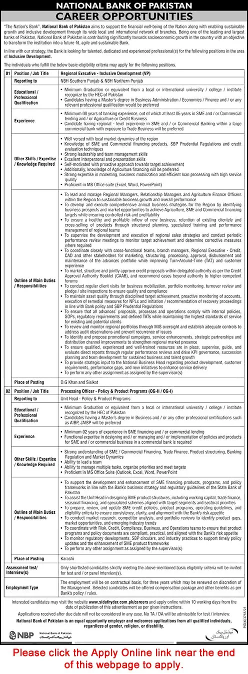 Job Advertisement - Regional Executive - Inclusive Development & Processing Officer
