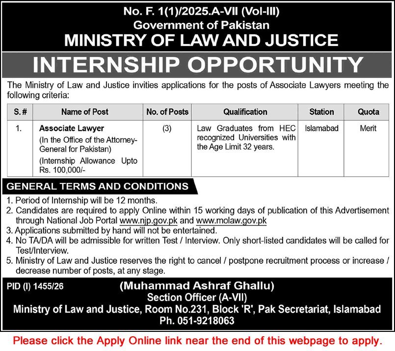 Job Advertisement - Associate Lawyer