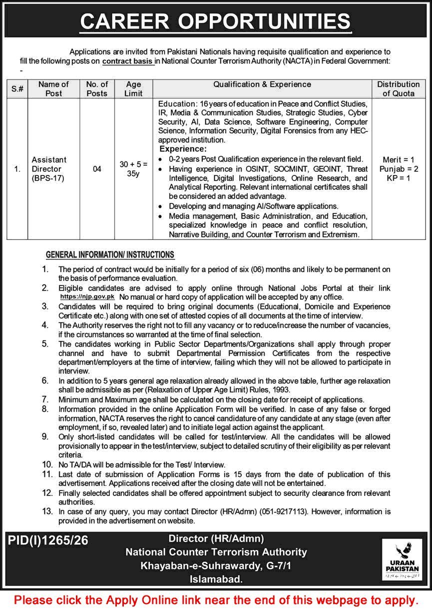 Job Advertisement - Assistant Director