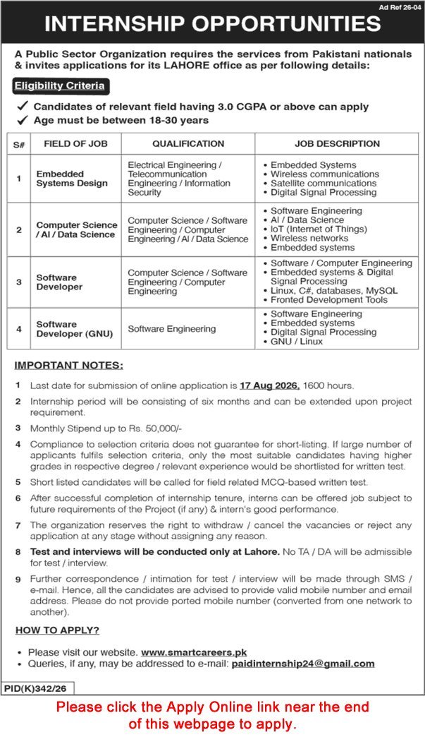 Job Advertisement - Internship Opportunities