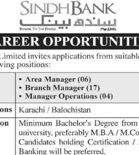 Sindh Bank Limited Career Opportunities 2023 Free Apply Online