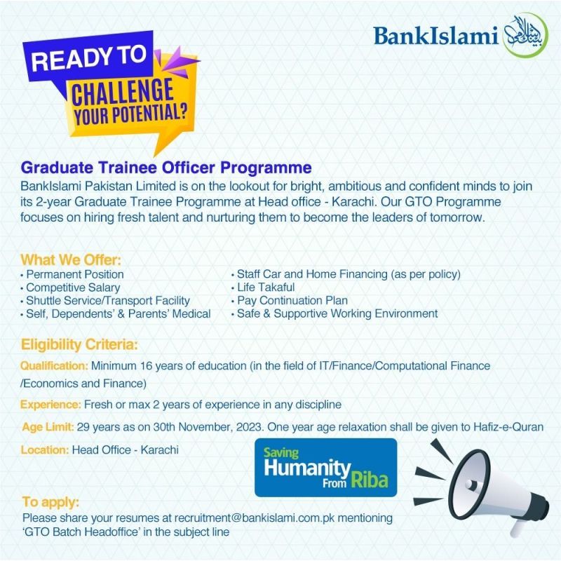 Advertisement For Bank Islami Graduate Trainee Officer Programme Jobs 2023
