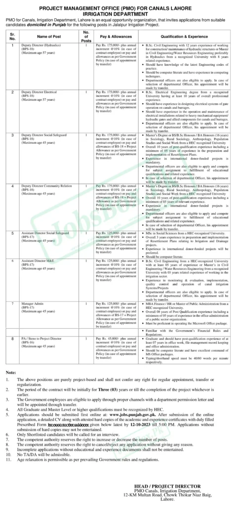 Irrigation Department Punjab Jobs 2023 | Download Application Form 4 svg%3E
