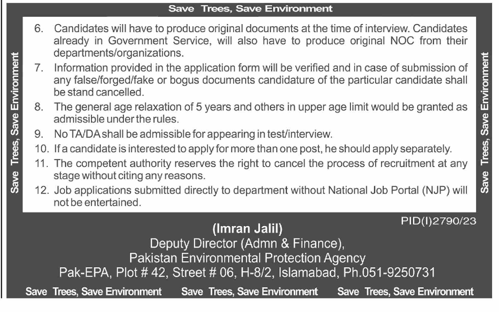 Advertisement For Ministry of Climate Change Islamabad Jobs 2023