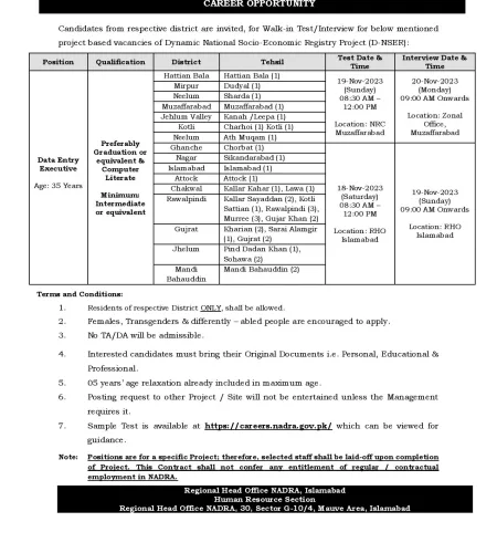 Advertisement For NADRA National Database and Registration Authority Jobs 2023