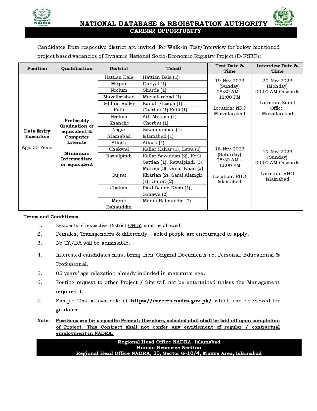 Advertisement For NADRA National Database and Registration Authority Jobs 2023