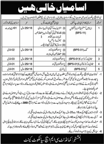 CMH Sialkot Jobs 2023 – Contract Basis Careers