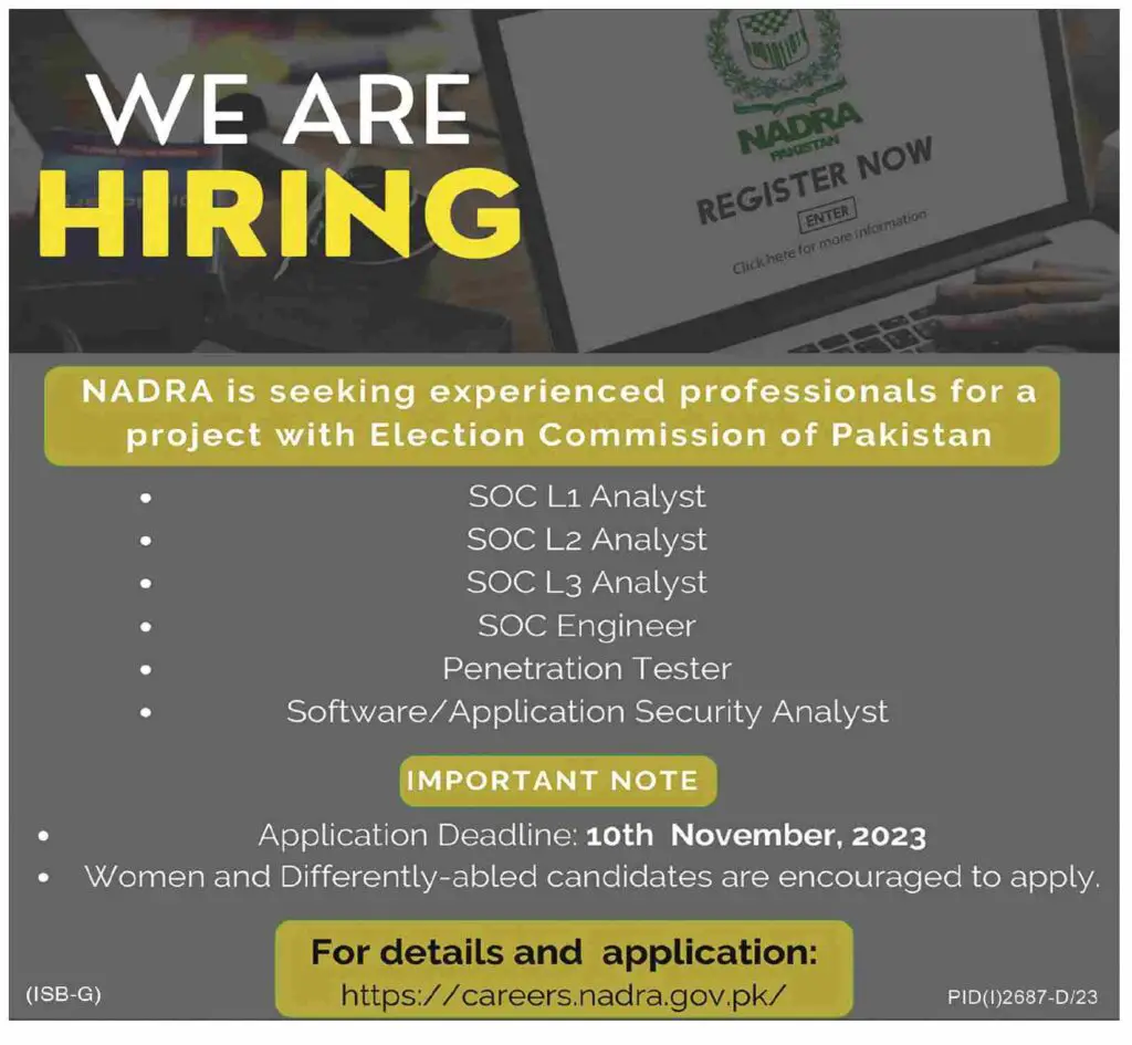 NADRA Jobs 2023 – NADRA Project with Election Commission of Pakistan 1 NADRA Jobs 2023 – NADRA Project with Election Commission of