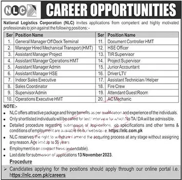 NLC Jobs 2023 at the National Logistics Cell