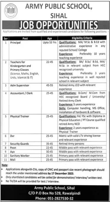 Army Public School Jobs 2023 – Teaching & Non-Teaching Opportunity 1 Army Public School Jobs 2023 – Teaching amp Non Teaching Opportunity