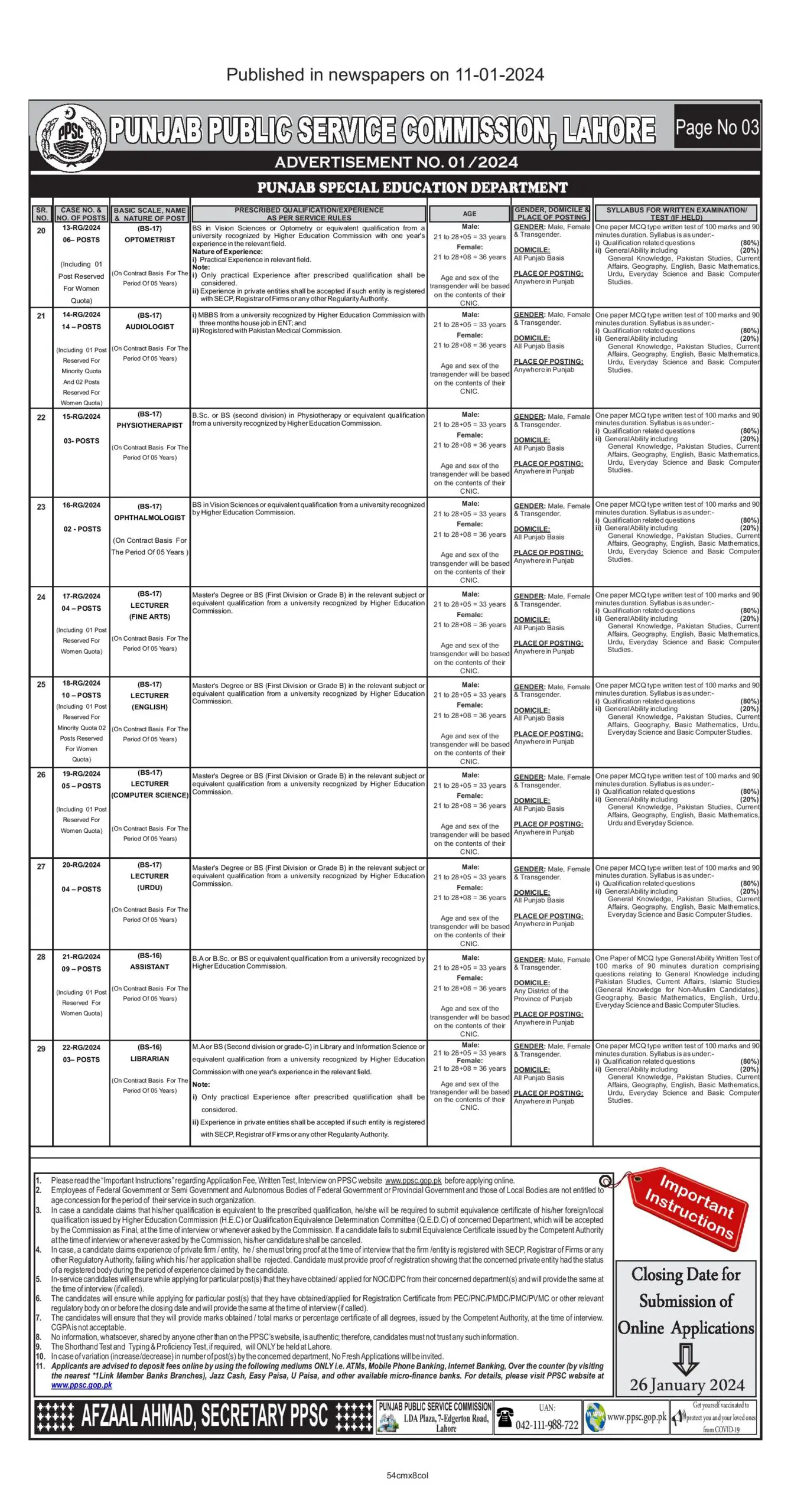 PPSC Jobs Advertisement No. 01/2024 | New Govt Teacher Jobs 2024 4 svg%3E