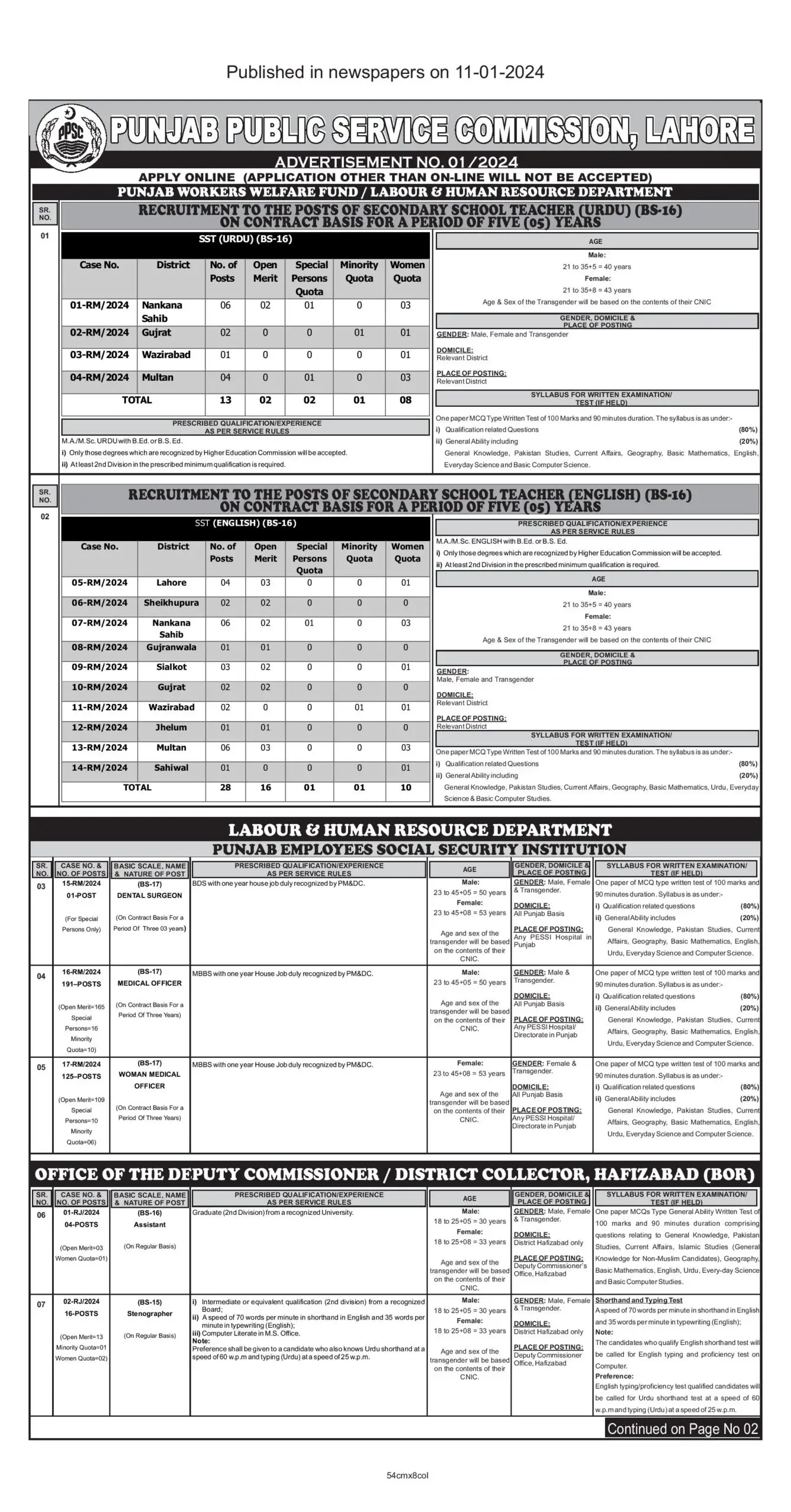 PPSC Jobs Advertisement No. 01/2024 | New Govt Teacher Jobs 2024 2 svg%3E
