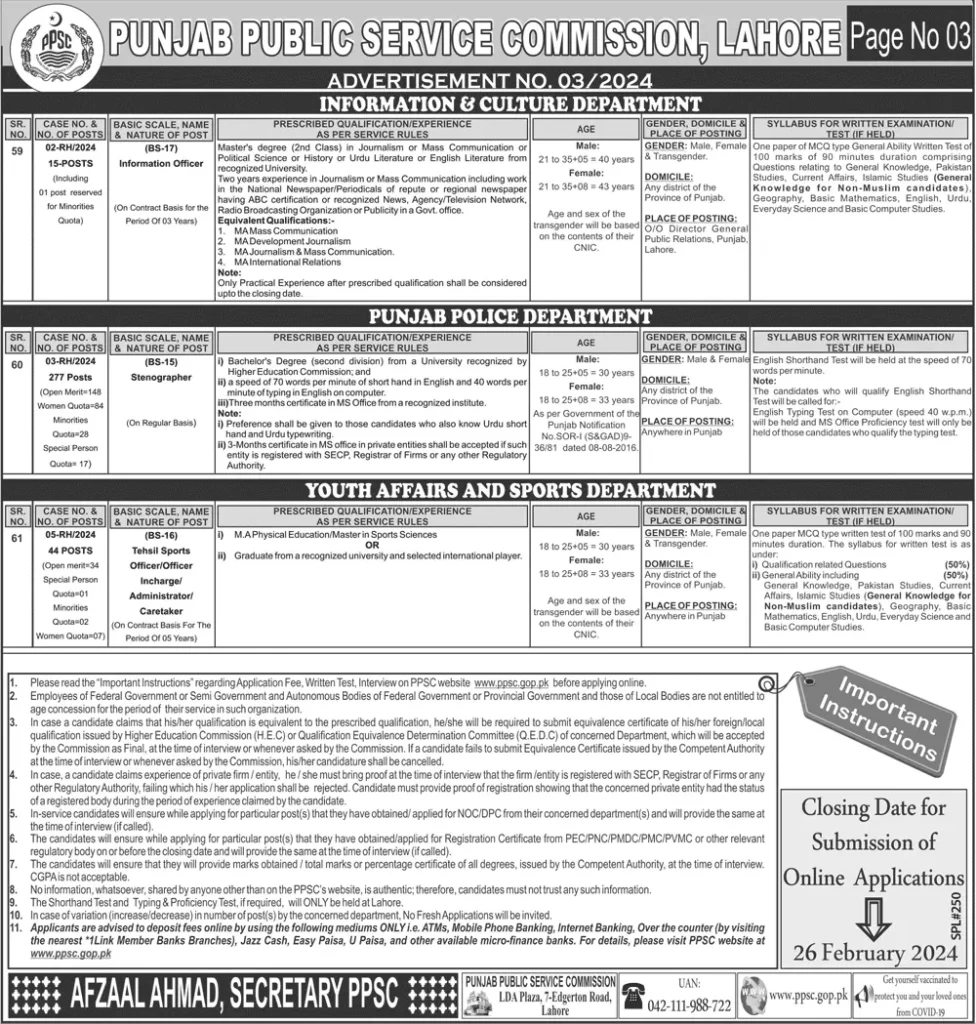 PPSC Jobs Advertisement No. 3/2024 4 svg%3E