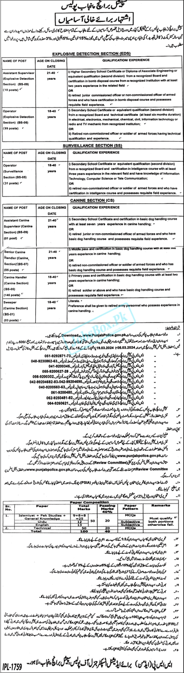 Punjab Police Special Branch Jobs 2024 – Application Form wwwpunjabpolicegovpk.webp