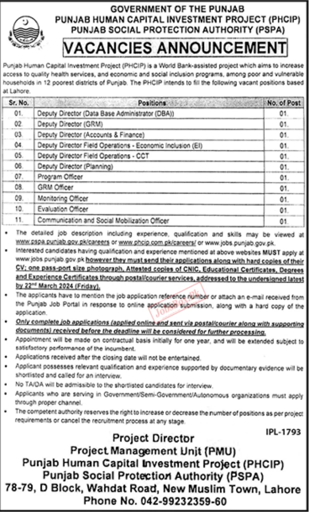 Punjab Social Protection Authority Jobs 2024 PSPA Job Advertisement.webp