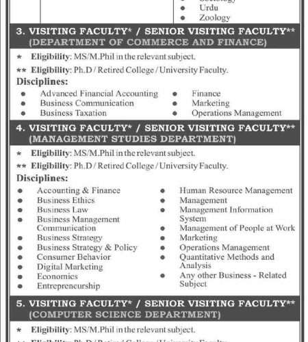 Visiting Faculty jobs at Government College University | Find Pak Jobs