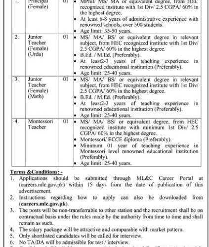 Career Opportunities at Cantt Board Primary School | Find Pak Jobs