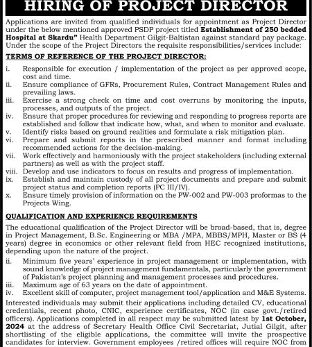 Job Vacancy at Health Department Gilgit | Find Pak Jobs