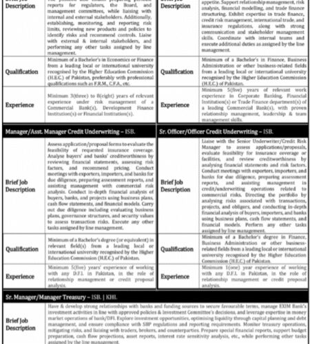 Exim Bank of Pakistan Jobs 2025 Manager Risk Architecture | Find Pak Jobs