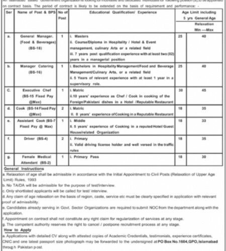 General Manager and Manager Catering Jobs 2025 | Find Pak Jobs